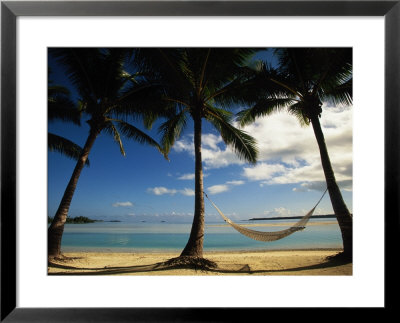 Palms And Hammock, Aitutaki, Cook Islands by Walter Bibikow Pricing Limited Edition Print image