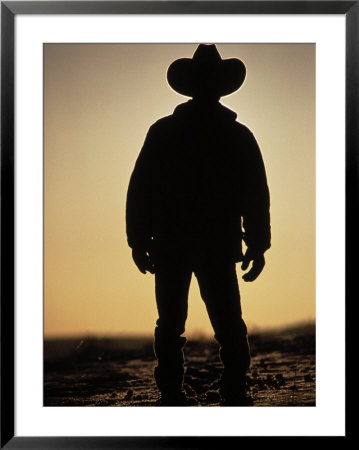 Silhouette Of Cowboy At Sunset by Karl Neumann Pricing Limited Edition Print image