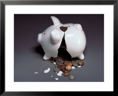 Coins Spilling Out Of Broken Piggy Bank by Paul Katz Pricing Limited Edition Print image