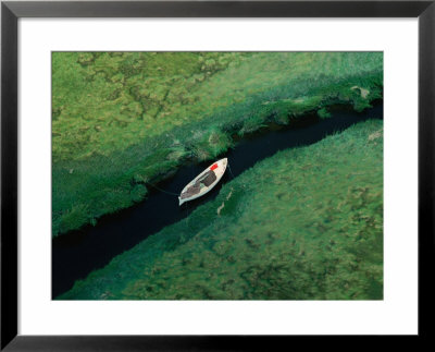 Small Boat Moored On Estuary, Plymouth, Massachusetts, Usa by Jim Wark Pricing Limited Edition Print image