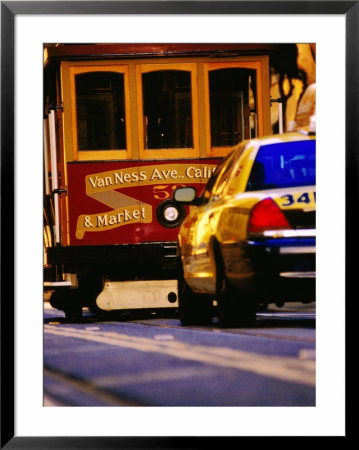 Cable Car And Taxi On California Street, San Francisco, U.S.A. by Thomas Winz Pricing Limited Edition Print image
