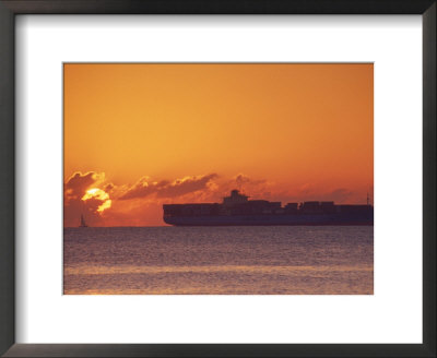 Cargo Ship At Sunrise, Miami Beach, Fl by Jeff Greenberg Pricing Limited Edition Print image