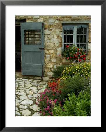 Flowers Line The Path And Adorn A Window Of A Tuscan Villa, Tuscany, Italy by Todd Gipstein Pricing Limited Edition Print image