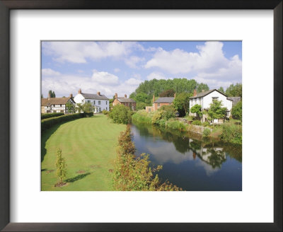 Cottages And River Arrow From The Bridge, Eardisland, Herefordshire, England, Uk, Europe by Pearl Bucknell Pricing Limited Edition Print image