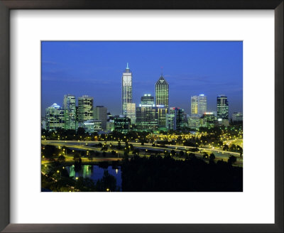 City Skyline And Swan River From Kings Park In The Evening, Perth, Western Australia, Australia by Gavin Hellier Pricing Limited Edition Print image