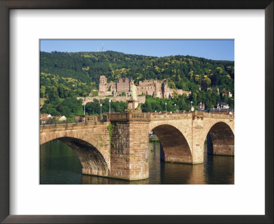 Castle, Neckar River And Alte Bridge, Heidelberg, Baden-Wurttemberg, Germany, Europe by Gavin Hellier Pricing Limited Edition Print image