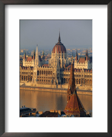 Parliament Building And The Danube River From The Castle District, Budapest, Hungary, Europe by Gavin Hellier Pricing Limited Edition Print image