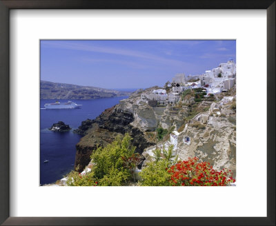 Cruiseship Passing The Island, Santorini, Cyclades Islands, Greece, Europe by Gavin Hellier Pricing Limited Edition Print image
