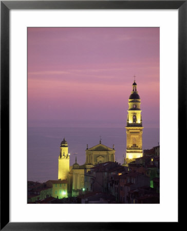 Christian Church Of St. Michel At Dusk, Menton, Alpes Maritimes, French Riviera, France by Sergio Pitamitz Pricing Limited Edition Print image