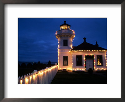 Mukilteo Lighthouse With Holiday Lights, Mukilteo, Washington, Usa by Jamie & Judy Wild Pricing Limited Edition Print image