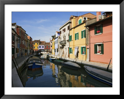 Boats And Colorful Reflections Of Homes In Canal, Burano, Italy by Dennis Flaherty Pricing Limited Edition Print image