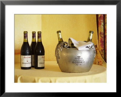 Bottles Of Chateauneuf Du Pape At La Mere Germaine, Chateauneuf-Du-Pape, Vaucluse, Provence, France by Per Karlsson Pricing Limited Edition Print image