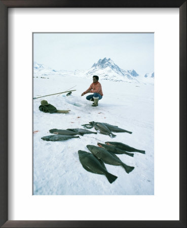 Inuit Man Fishing For Halibut, Greenland, Polar Regions by Jack Jackson Pricing Limited Edition Print image