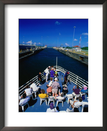 Overhead View Of Boat Cruising Through The Gatun Lock, Panama Canal, Panama City, Panama by Alfredo Maiquez Pricing Limited Edition Print image