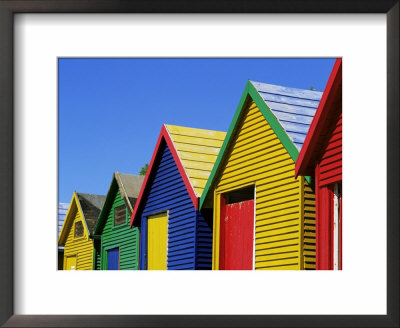 Colourfully Painted Victorian Bathing Huts In False Bay, Cape Town, South Africa, Africa by Yadid Levy Pricing Limited Edition Print image