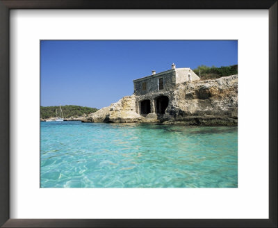 Stone Dwelling Overlooking Bay, Cala Mondrago, Majorca, Balearic Islands, Spain by Ruth Tomlinson Pricing Limited Edition Print image