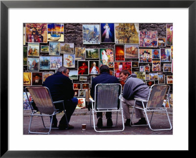 Men Sitting At Outdoor Art Gallery Near Florian Gate, Krakow, Poland by Krzysztof Dydynski Pricing Limited Edition Print image