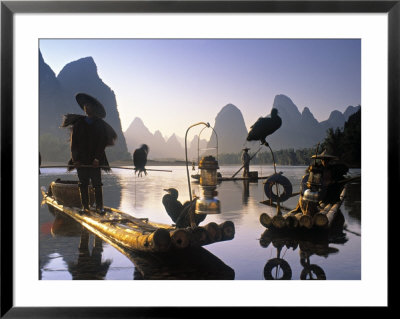 Cormorant Fishermen, Li River, Yangshuo, Guangxi, China by Peter Adams Pricing Limited Edition Print image