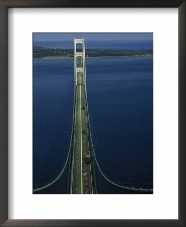 Lakes Michigan And Huron Meet, Mackinac Bridge, St. Ignace, Michigan by Phil Schermeister Pricing Limited Edition Print image