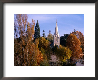Church Steeple In Autumn Leaves, Sonora, Usa by Rick Gerharter Pricing Limited Edition Print image