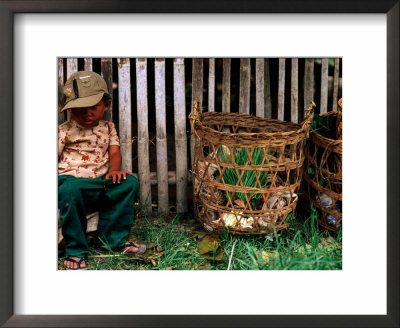 Tired Boy With Baskets, Inle Lake, Myanmar (Burma) by Anthony Plummer Pricing Limited Edition Print image