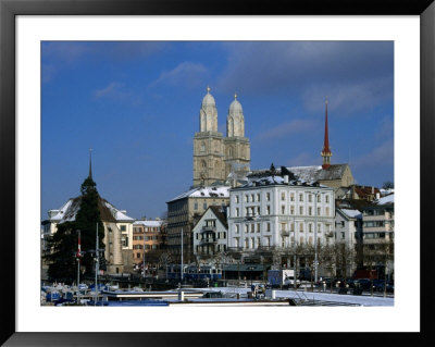 The Grossmunster Church (1100-1230) Amongst City Buildings, Zurich, Switzerland by Martin Moos Pricing Limited Edition Print image
