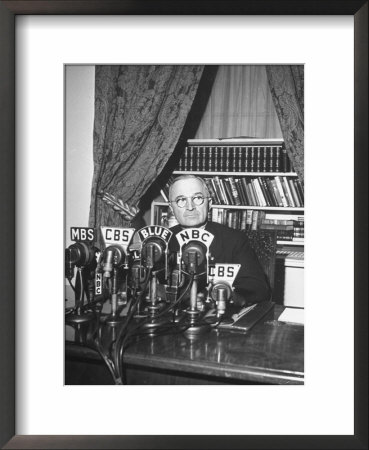 President Harry S. Truman Sitting In Chair Used By Formed President Franklin D. Roosevelt by Marie Hansen Pricing Limited Edition Print image