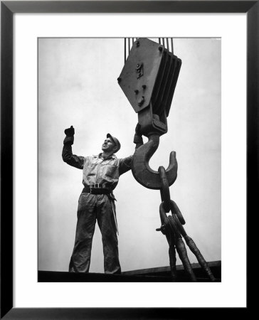 Man Working As A Rigger During Building Of A Ship by George Strock Pricing Limited Edition Print image