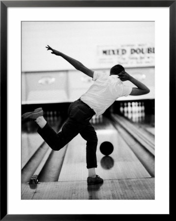 Boy Bowling At A Local Bowling Alley by Art Rickerby Pricing Limited Edition Print image