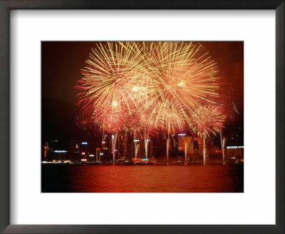 Fireworks Display Over Victoria Harbour For Chinese New Year, Hong Kong by Pershouse Craig Pricing Limited Edition Print image
