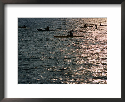 Group Kayaking Along River From Downtown Boathouse, New York City, New York, Usa by Angus Oborn Pricing Limited Edition Print image