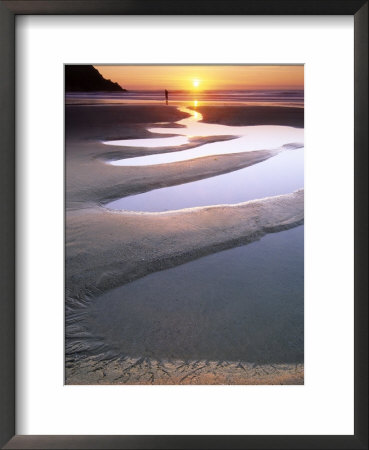 Sunset At Porth Joke With Strange Sand Pools, Cornwall, Uk by David Clapp Pricing Limited Edition Print image