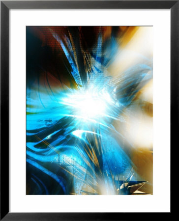 Abstract Color Spikes And Swirls In Blue And Gold by Paul Cooklin Pricing Limited Edition Print image