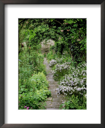 View Down Stone Path Beneath Rosa (Rose) Arch To Sundial, Armillary Sphere by Mark Bolton Pricing Limited Edition Print image