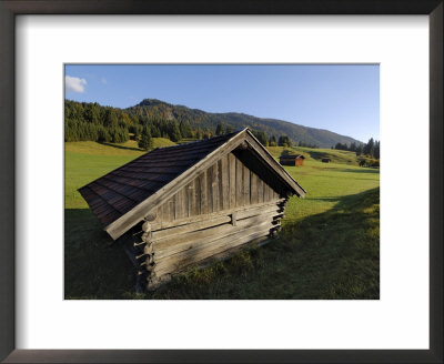 Wooden Barns Dot The Alpine Landscape, Near Garmisch-Partenkirchen And Mittenwald, Bavaria, Germany by Gary Cook Pricing Limited Edition Print image
