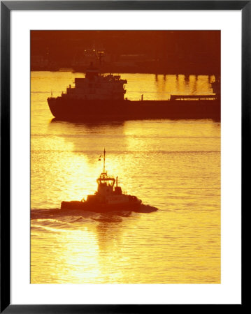 Tugboat At Dawn, Elliott Bay, Seattle, Washington, Usa by William Sutton Pricing Limited Edition Print image
