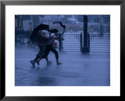 Typhoon Force 8 Hits Pedestrians In The Street, Kowloon, Hong Kong, China, by Phil Weymouth Pricing Limited Edition Print image
