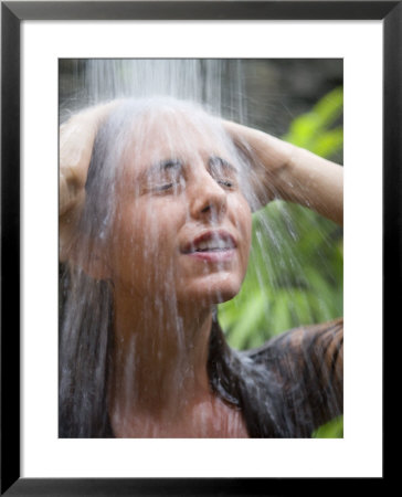 Woman In Outdoor Shower, Hotel Hana-Maui, Maui, Hawaii by Holger Leue Pricing Limited Edition Print image