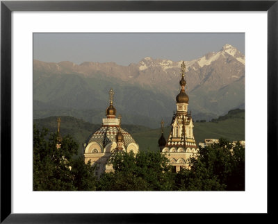 Zenkov Cathedral And Tien Shan Mountains, Almaty, Kazakhstan, Central Asia by Upperhall Pricing Limited Edition Print image