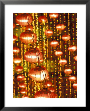 Beijing Hotel Lobby And Red Chinese Lanterns, China by Walter Bibikow Pricing Limited Edition Print image