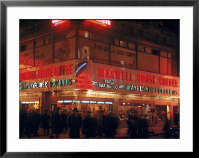 Busy Street Corner Of Maxwell House And Mayflower Doughnuts Restaurant by Andreas Feininger Pricing Limited Edition Print image