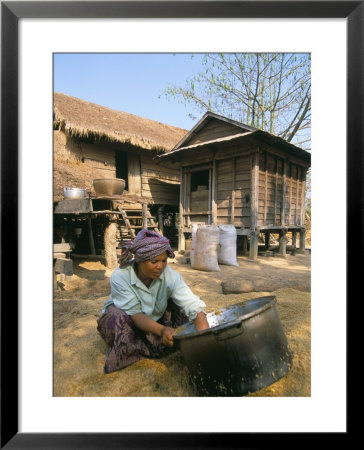 Woman Cleaning Pot Outside Her House, Near Siem Reap, Cambodia, Indochina, Southeast Asia by Jane Sweeney Pricing Limited Edition Print image