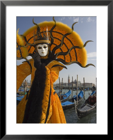 Masked Face And Costume At The Venice Carnival, Venice, Italy by Christian Kober Pricing Limited Edition Print image