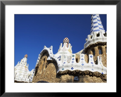 Bizarre Gaudi's Mosaics Roof, Guell Park (Parc Guell), Barcelona, Catalonia (Cataluna), Spain by Marco Simoni Pricing Limited Edition Print image