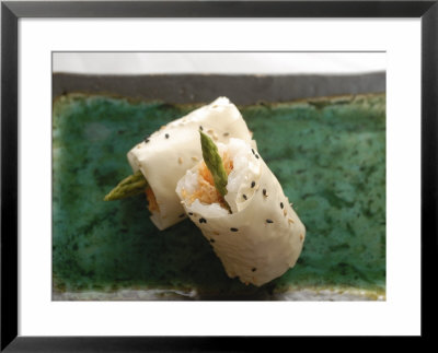 Sushi Appetizer Of Salmon And Asparagas In Rice And Sesame Parcel, Japan by Aaron Mccoy Pricing Limited Edition Print image