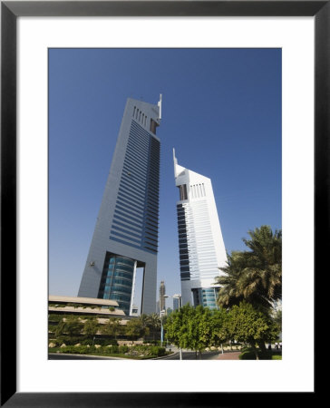 Emirates Towers, Sheikh Zayed Road, Dubai, United Arab Emirates, Middle East by Amanda Hall Pricing Limited Edition Print image