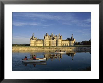 Boats On Water In Front Chateau Chambord, Unesco World Heritage Site, Loir-Et-Cher, Centre, France by Charles Bowman Pricing Limited Edition Print image
