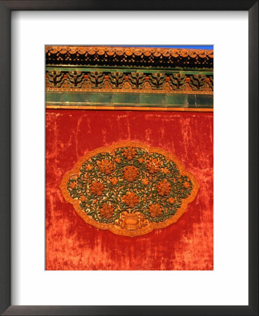 Decorative Motif On Wall In Forbidden City Bejing, China by Glenn Beanland Pricing Limited Edition Print image