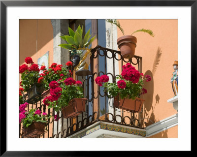 Balcony Detail, Corso Umberto 1, Taormina, Sicily, Italy by Walter Bibikow Pricing Limited Edition Print image