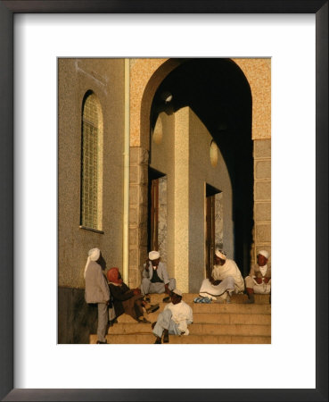 Men On Steps Of Al Khulafa Al Rashidin Mosque, Asmara, Eritrea by Patrick Syder Pricing Limited Edition Print image